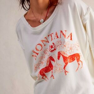 NWT We The Free Graphic Camden Pullover- Coconut Combo Montana Size Medium